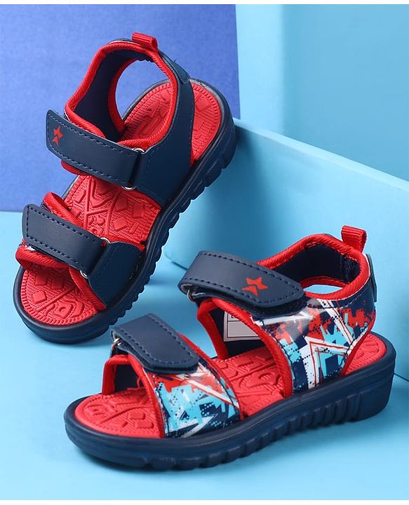 Cute Walk by Babyhug Velcro Closure Sandals with  Print - Navy Blue