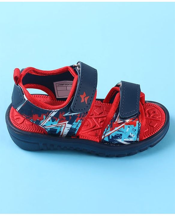 Cute Walk by Babyhug Velcro Closure Sandals with  Print - Navy Blue