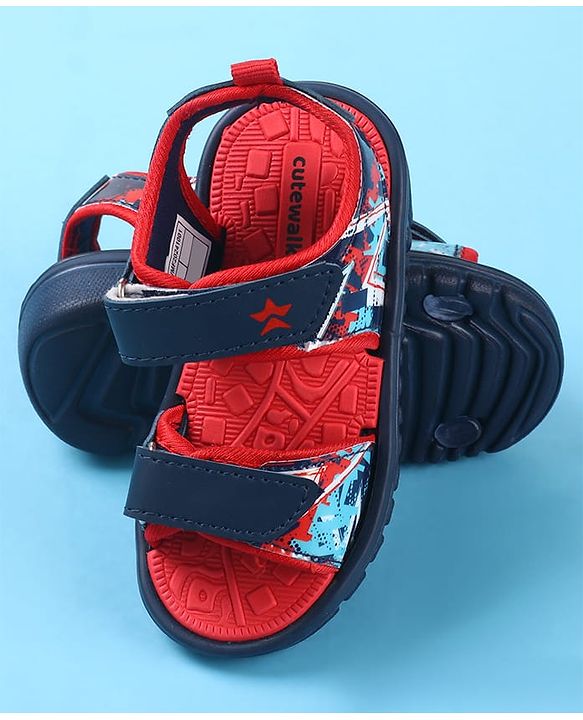 Cute Walk by Babyhug Velcro Closure Sandals with  Print - Navy Blue