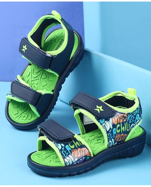 Cute Walk by Babyhug Velcro Closure Sandals with Text Print - Green