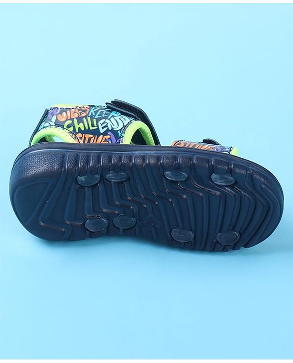 Cute Walk by Babyhug Velcro Closure Sandals with Text Print - Green