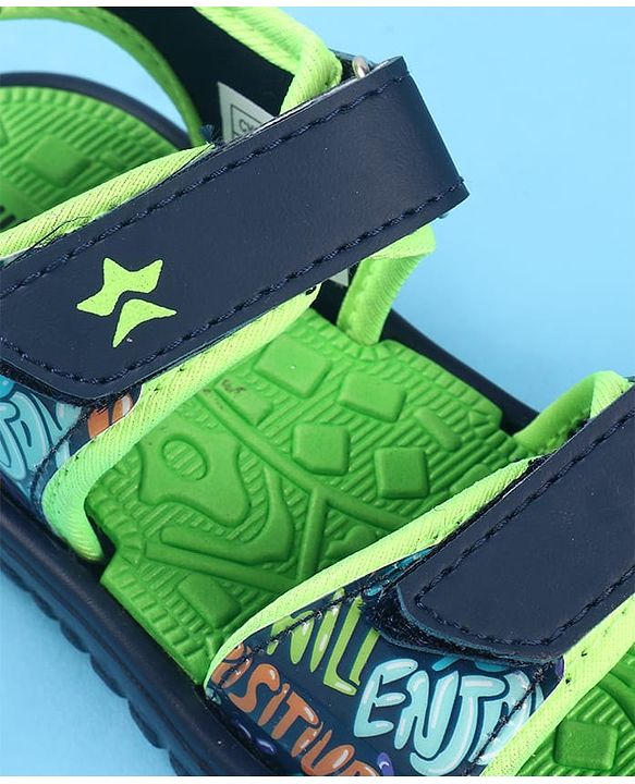 Cute Walk by Babyhug Velcro Closure Sandals with Text Print - Green