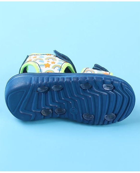 Cute Walk by Babyhug Velcro Closure Sandals with Rainbow Theme Print - Royal Blue