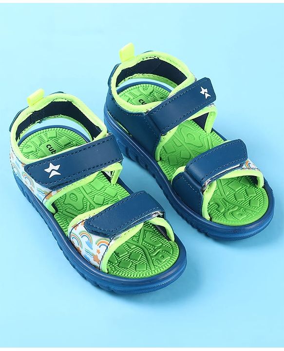 Cute Walk by Babyhug Velcro Closure Sandals with Rainbow Theme Print - Royal Blue