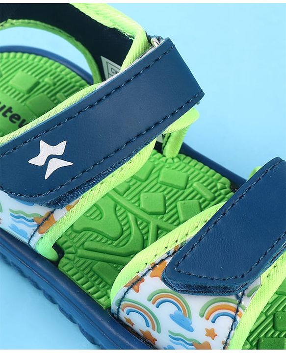Cute Walk by Babyhug Velcro Closure Sandals with Rainbow Theme Print - Royal Blue