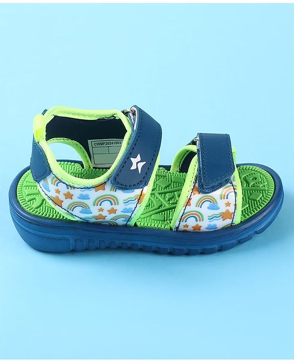 Cute Walk by Babyhug Velcro Closure Sandals with Rainbow Theme Print - Royal Blue