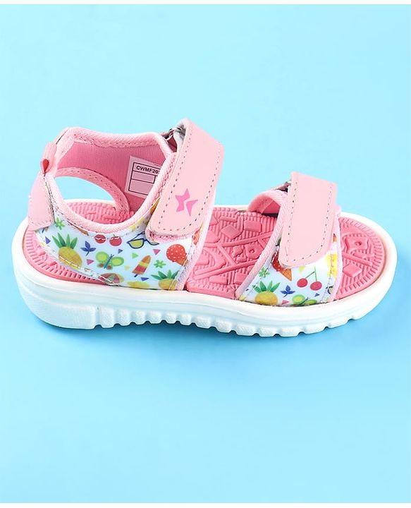 Cute Walk by Babyhug Velcro Closure Sandals with Floral Print -  Pink