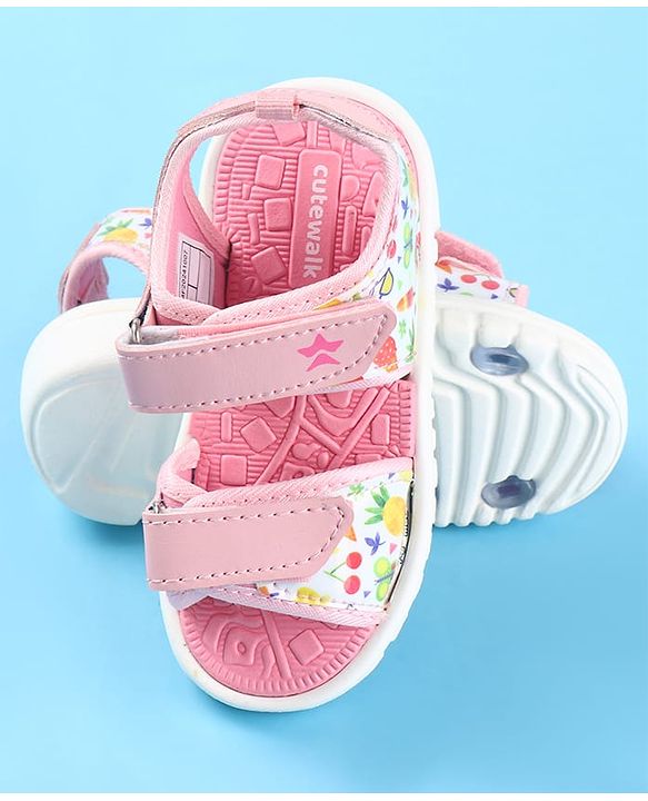 Cute Walk by Babyhug Velcro Closure Sandals with Floral Print -  Pink