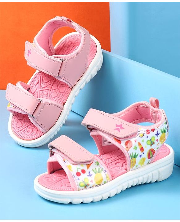 Cute Walk by Babyhug Velcro Closure Sandals with Floral Print -  Pink
