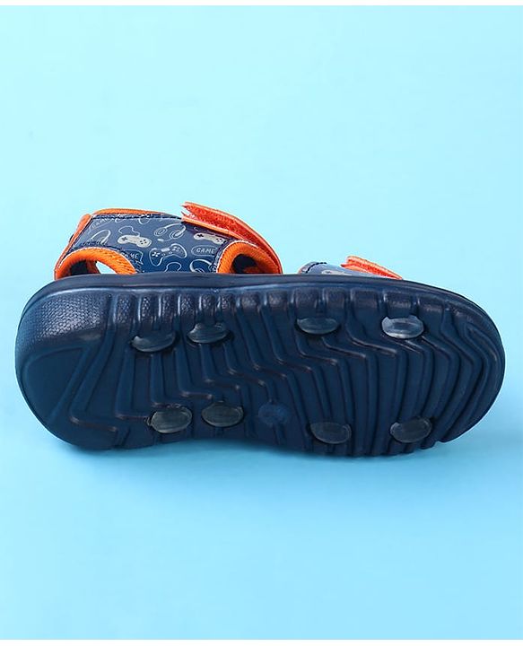 Cute Walk by Babyhug Velcro Closure Sandals with Game Theme Print -  Navy Blue
