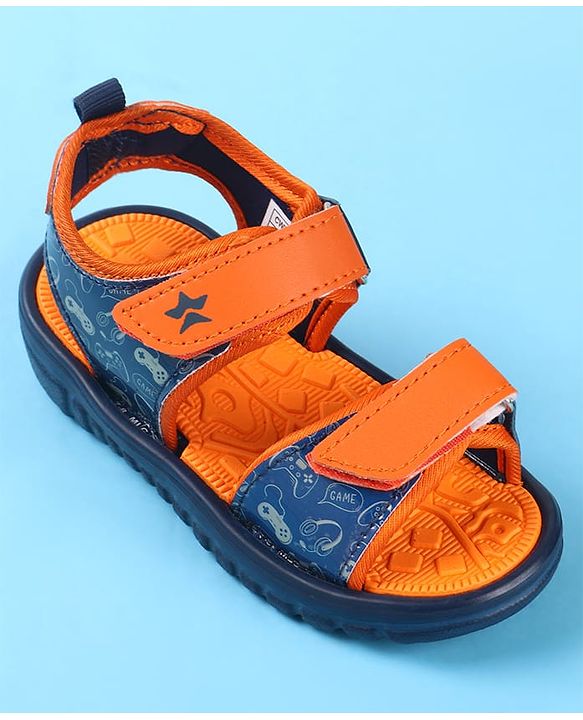 Cute Walk by Babyhug Velcro Closure Sandals with Game Theme Print -  Navy Blue