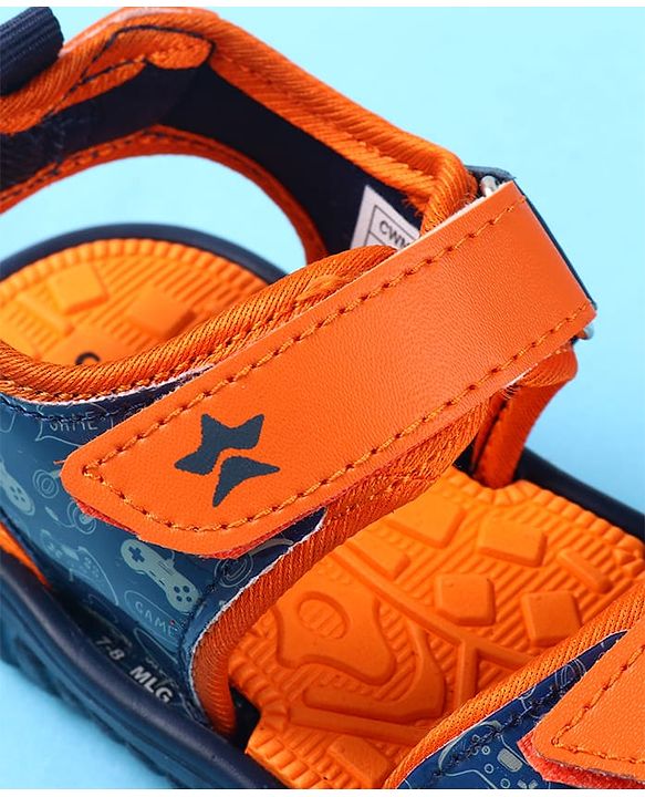 Cute Walk by Babyhug Velcro Closure Sandals with Game Theme Print -  Navy Blue