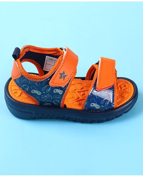 Cute Walk by Babyhug Velcro Closure Sandals with Game Theme Print -  Navy Blue