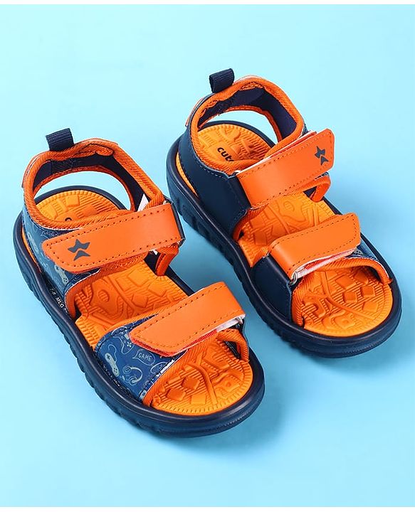 Cute Walk by Babyhug Velcro Closure Sandals with Game Theme Print -  Navy Blue