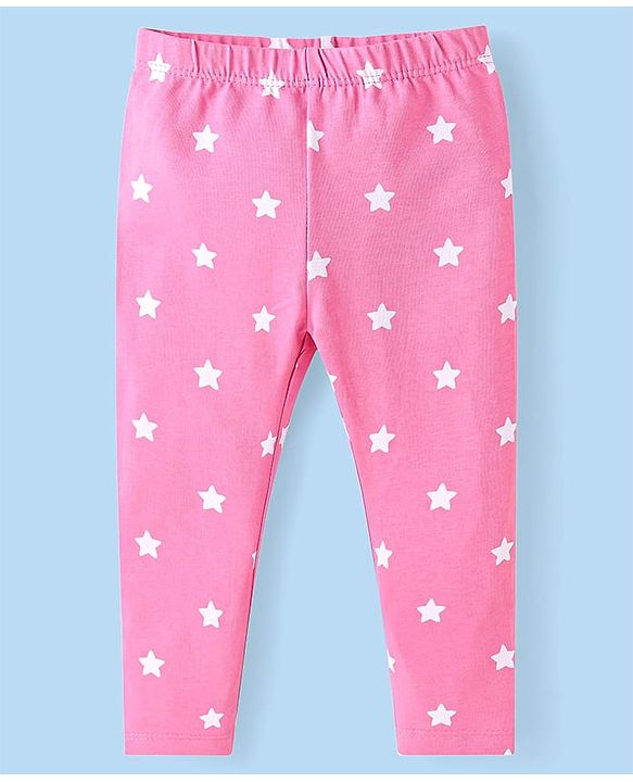 Babyhug Cotton Lycra Knit Full Length Leggings with Star & Unicorn Prints Pack of 3 - Navy Blue Pink & White