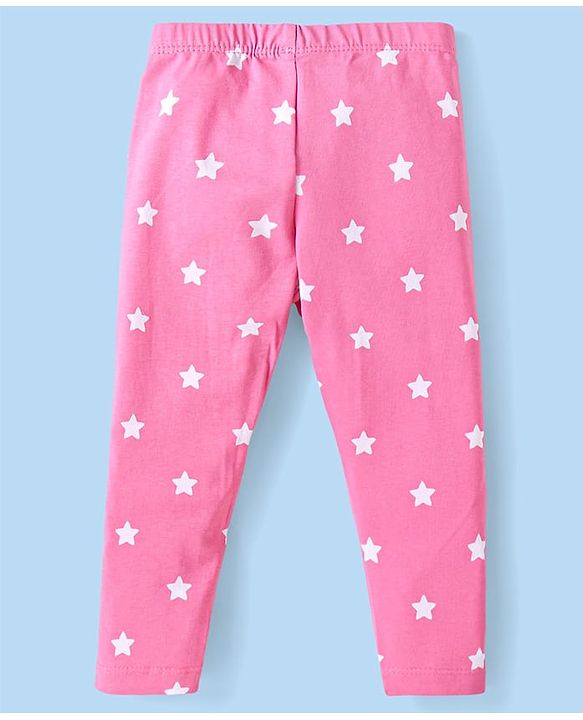Babyhug Cotton Lycra Knit Full Length Leggings with Star & Unicorn Prints Pack of 3 - Navy Blue Pink & White