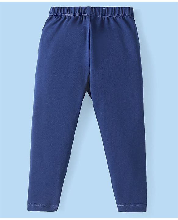 Babyhug Cotton Lycra Knit Full Length Leggings with Star & Unicorn Prints Pack of 3 - Navy Blue Pink & White