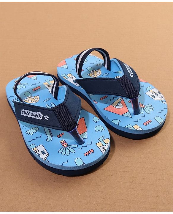 Cute Walk by Babyhug Flip Flop With Back Strap - Blue