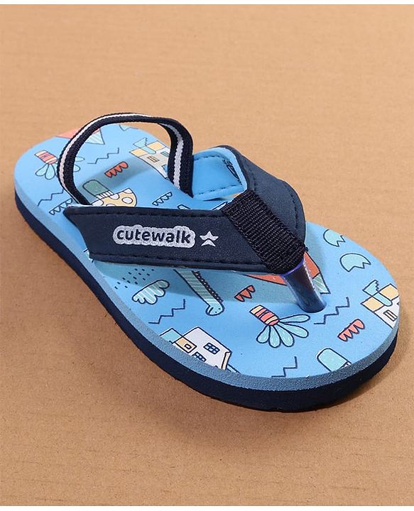 Cute Walk by Babyhug Flip Flop With Back Strap - Blue