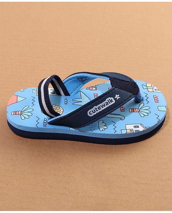 Cute Walk by Babyhug Flip Flop With Back Strap - Blue