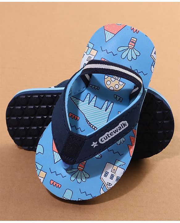 Cute Walk by Babyhug Flip Flop With Back Strap - Blue