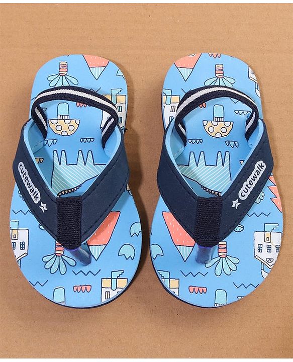 Cute Walk by Babyhug Flip Flop With Back Strap - Blue
