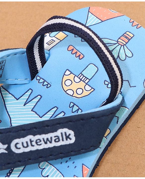 Cute Walk by Babyhug Flip Flop With Back Strap - Blue