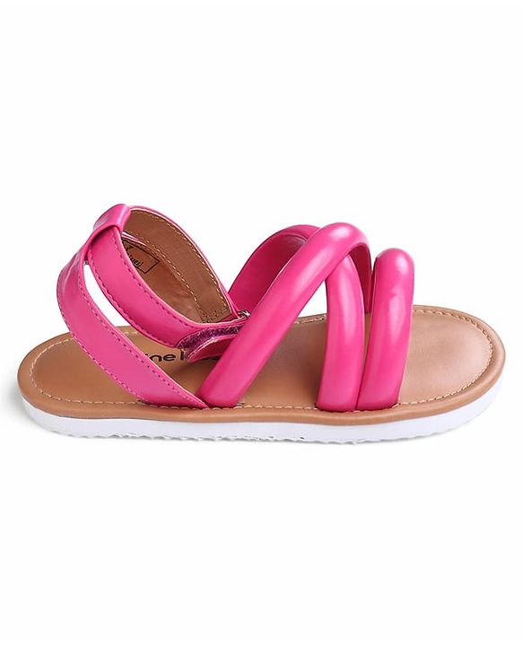 Pine Kids Velcro Closure Sandals with Crossover Straps - Pink
