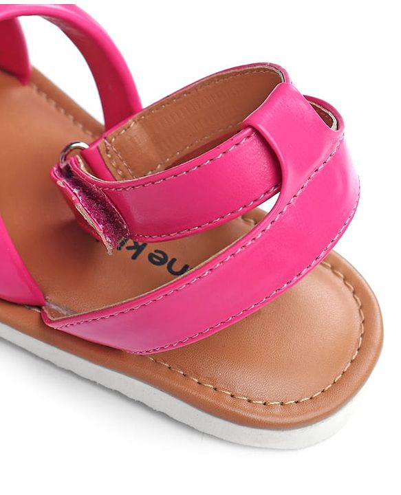 Pine Kids Velcro Closure Sandals with Crossover Straps - Pink