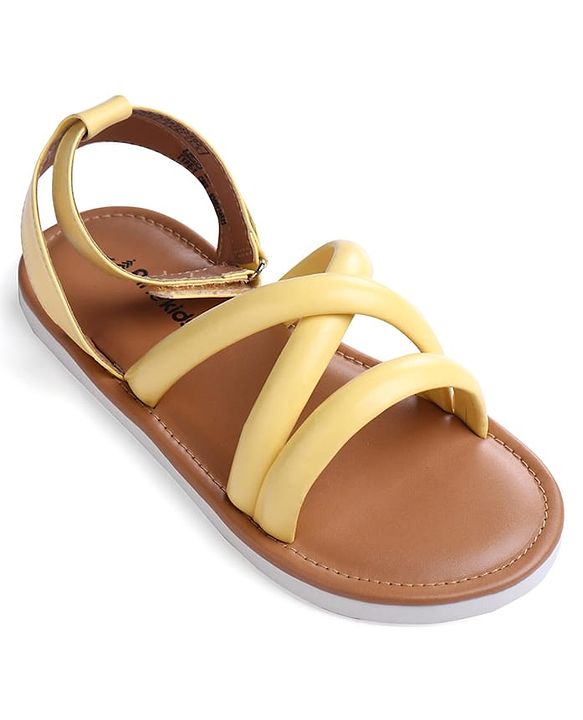 Pine Kids Velcro Closure Sandals with Crossover Straps - Yellow