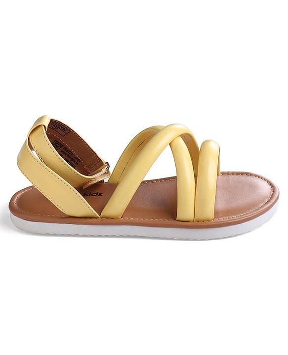 Pine Kids Velcro Closure Sandals with Crossover Straps - Yellow