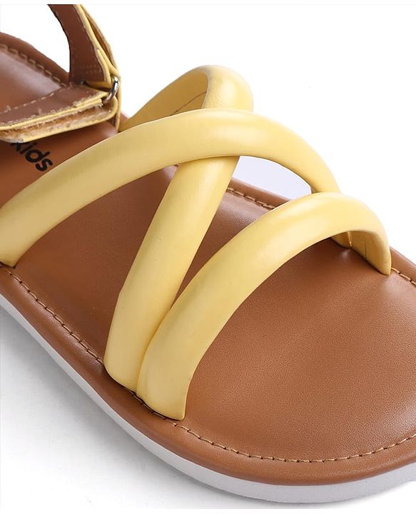 Pine Kids Velcro Closure Sandals with Crossover Straps - Yellow