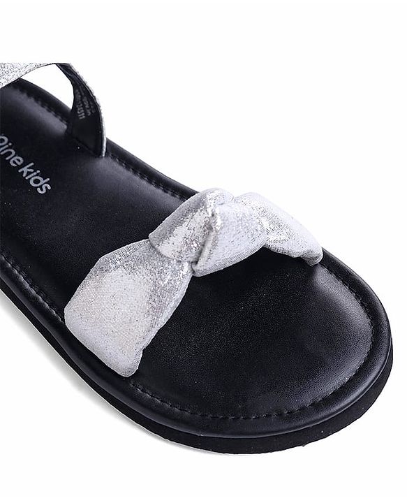 Pine Kids Velcro Closure Sandals with Bow Applique - Silver