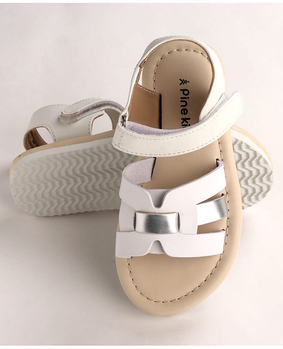 Pine Kids Velcro Closure Sandals - White