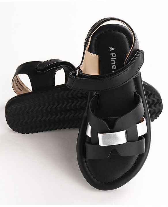 Pine Kids Velcro Closure Sandals - Black
