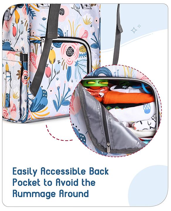 Babyhug Multipurpose Spacious Diaper Backpack Floral Print - Multicolor