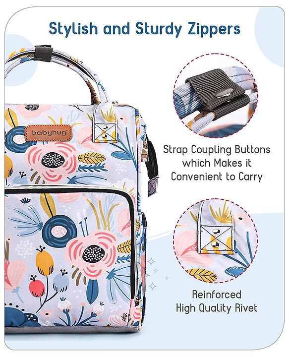 Babyhug Multipurpose Spacious Diaper Backpack Floral Print - Multicolor