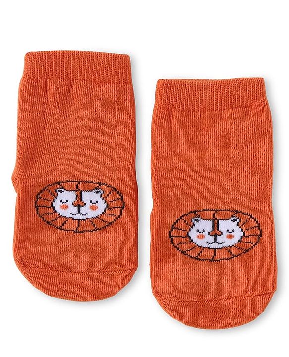 Cute Walk by Babyhug Knit Ankle Length Antibacterial Anti Skid Socks with Animal Design Pack of 3 - Multicolor