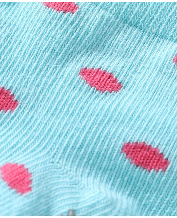 Cute Walk by Babyhug Knit Ankle Length Antibacterial Anti Skid Socks with Stripes & Polka Dots Design Pack of 3 - White Light Blue & Yellow