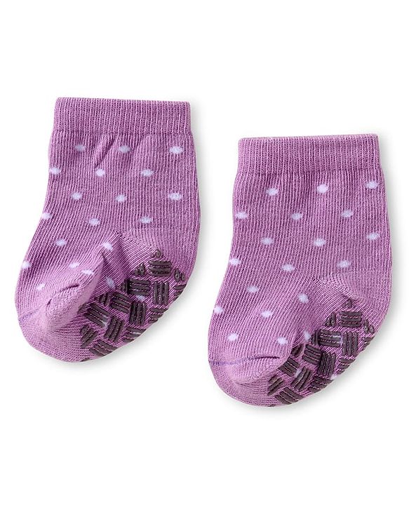 Cute Walk by Babyhug Knit Ankle Length Antibacterial Anti Skid Socks with Polka Dots Animal & Popsical Design Pack of 3 - Pink Lavender & Dark Pink