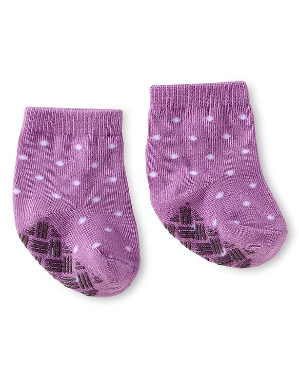 Cute Walk by Babyhug Knit Ankle Length Antibacterial Anti Skid Socks with Polka Dots Animal & Popsical Design Pack of 3 - Pink Lavender & Dark Pink