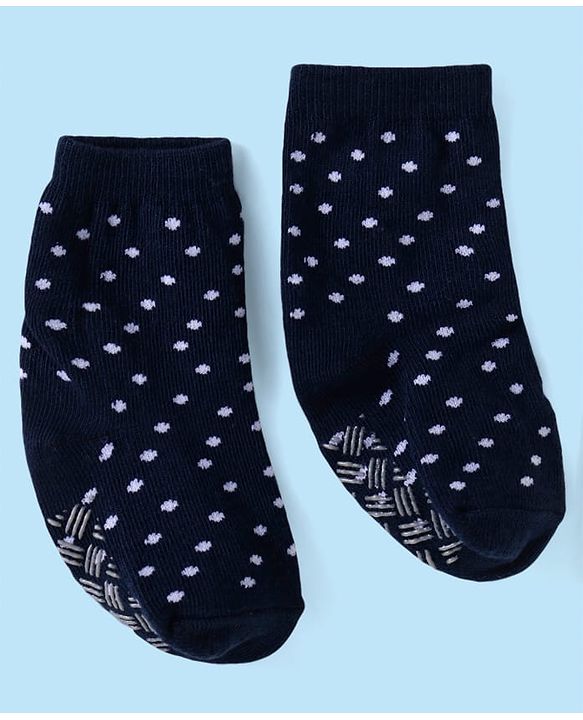Cute Walk by Babyhug Ankle Length Antibacterial Anti Skid Socks with Stripes Polka Dots  Design Pack Of 3 - Pink Yellow & Black