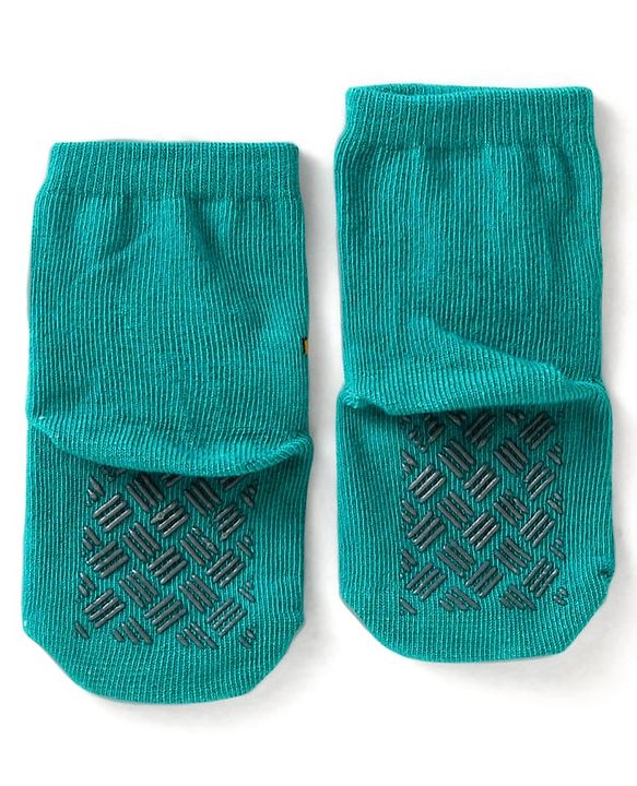 Cute Walk by Babyhug Knit Ankle Length Antibacterial Anti Skid Socks with Stripes & Tiger Design Pack of 3 - Green Light Blue & Yellow