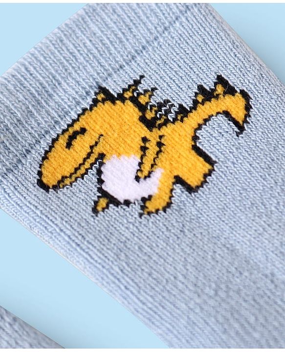 Cute Walk by Babyhug Terry Knit Ankle Length Antibacterial Socks with Dino Design & Stripes Pack of 3 - Grey Light Blue & White