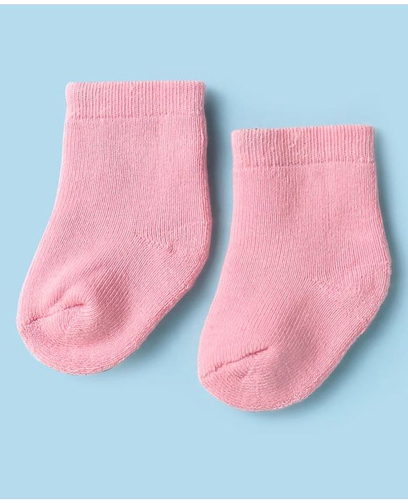 CuteWalk By Babyhug Knit Ankle Length Anti-Bacterial Solid Color Socks Pack of 3 - Pink White & Maroon