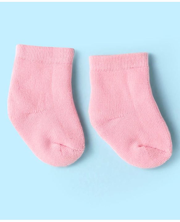 CuteWalk By Babyhug Knit Ankle Length Anti-Bacterial Solid Color Socks Pack of 3 - Pink White & Maroon