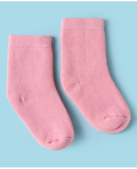 CuteWalk By Babyhug Knit Ankle Length Anti-Bacterial Solid Color Socks Pack of 3 - Pink White & Maroon