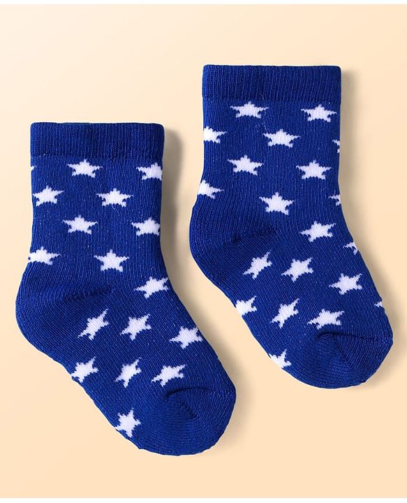 Cute Walk by Babyhug Terry Knit Ankle Length Antibacterial Striped Socks with Stars & Bear Design Pack of 3 - White Blue & Grey