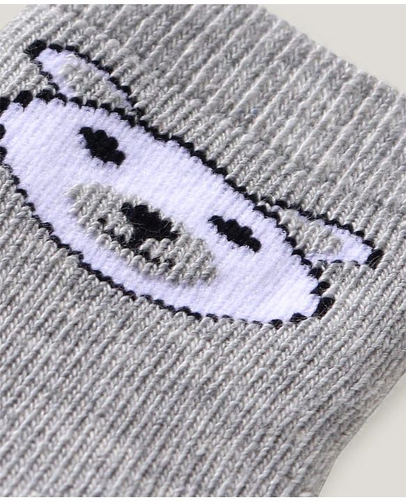 Cute Walk by Babyhug Terry Knit Ankle Length Antibacterial Striped Socks with Stars & Bear Design Pack of 3 - White Blue & Grey