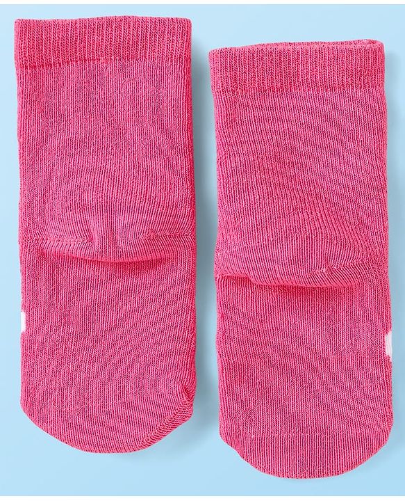 Cute Walk by Babyhug Terry Knit Ankle Length Antibacterial Socks with Stripes & Hearts Design Pack of 3 - Pink & White